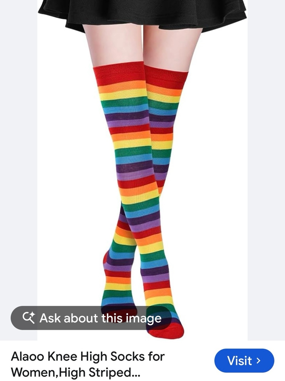 #3325**Rainbow Stripe Knee-High Socks - Multicolor